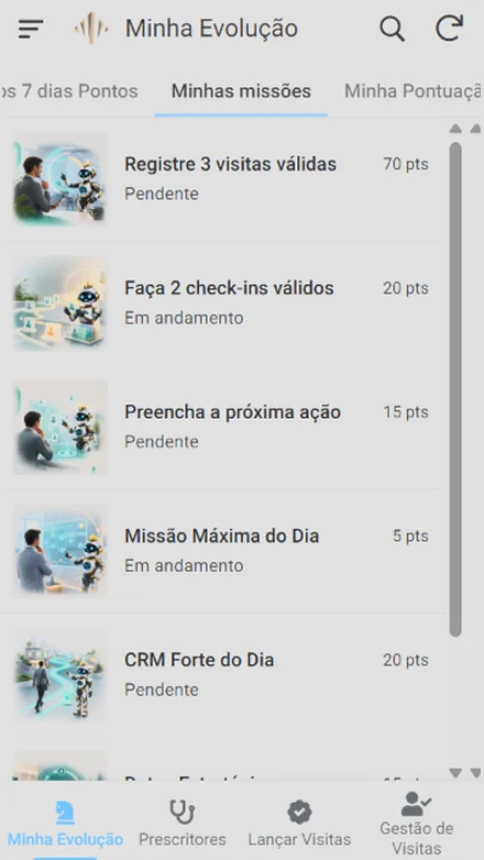 Missões do dia e pontuação do propagandista