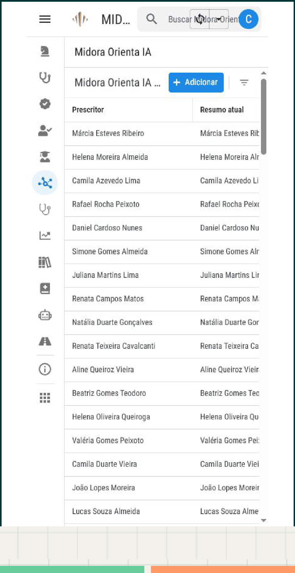 Midora Orienta: histórico de sugestões por prescritor